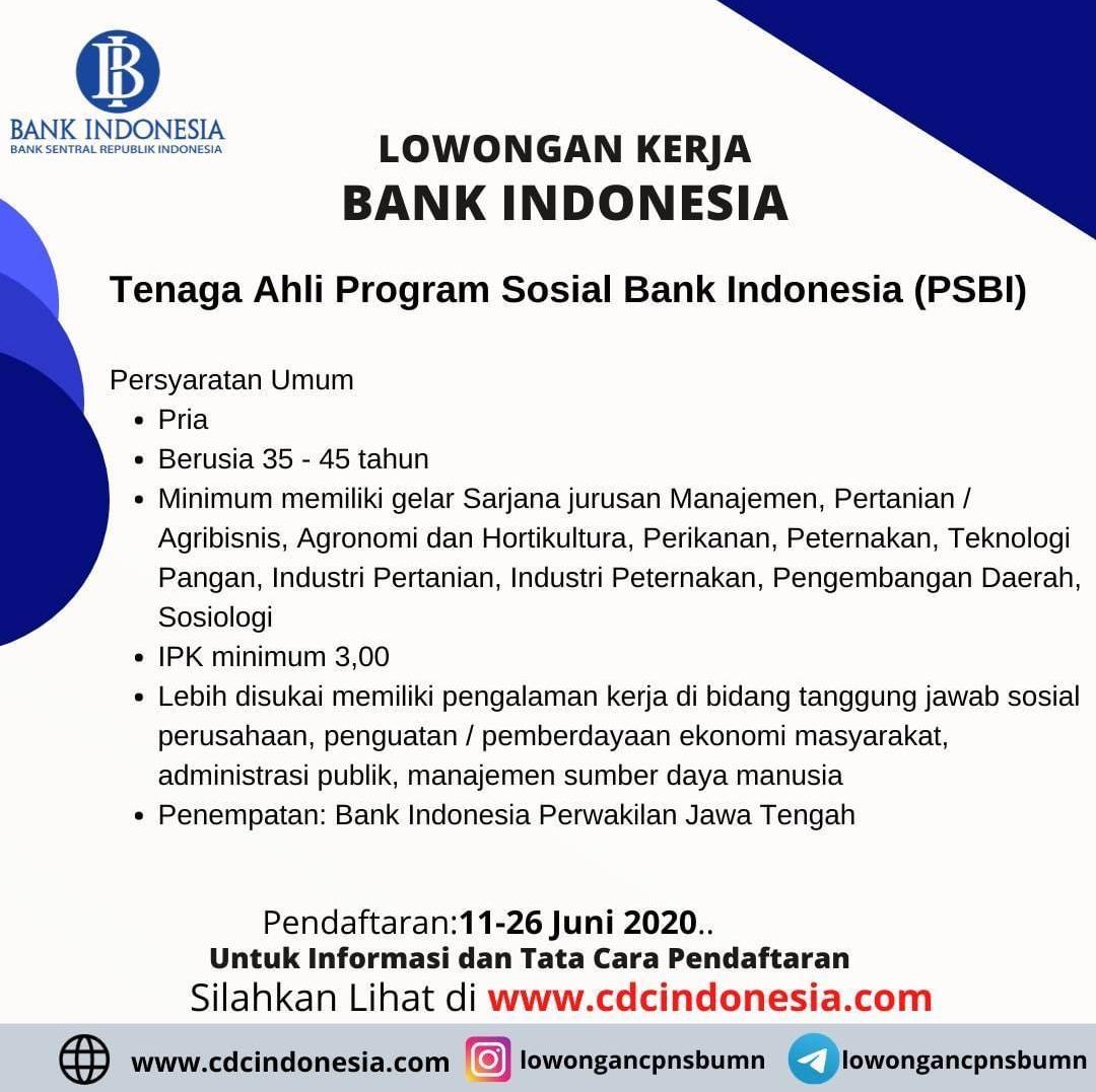 Lowongan Bank Indonesia (Sebelum 26 Juni 2020) - Karir | Fakultas  Pertanian-Peternakan
