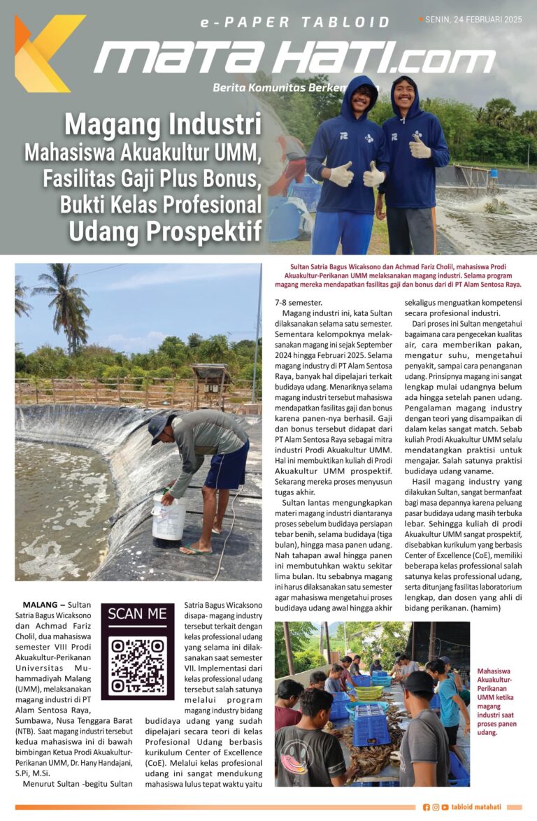 Magang Industri Mahasiswa Akuakultur UMM, Fasilitas Gaji Plus Bonus, Bukti Kelas Profesional Udang Prospektif