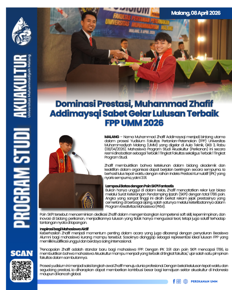 Dominasi Prestasi, Muhammad Zhafif Addimaysqi Sabet Gelar Luluan Terbaik FPP UMM