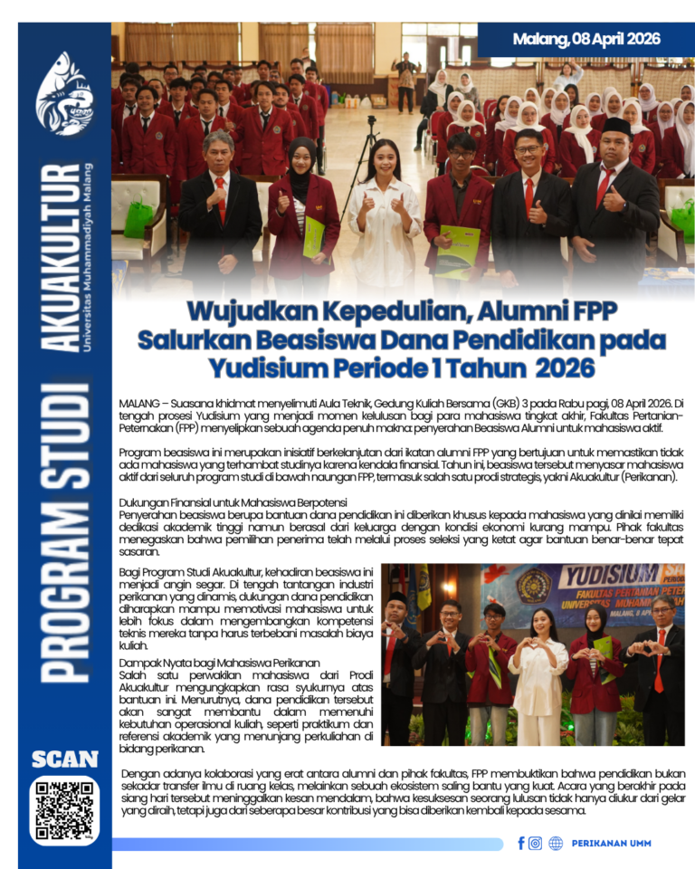 Wujudkan Kepedulian, Alumni FPP Salurkan Beasiswa Dana Pendidikan pada Yudisium Periode 1 Tahun 2026