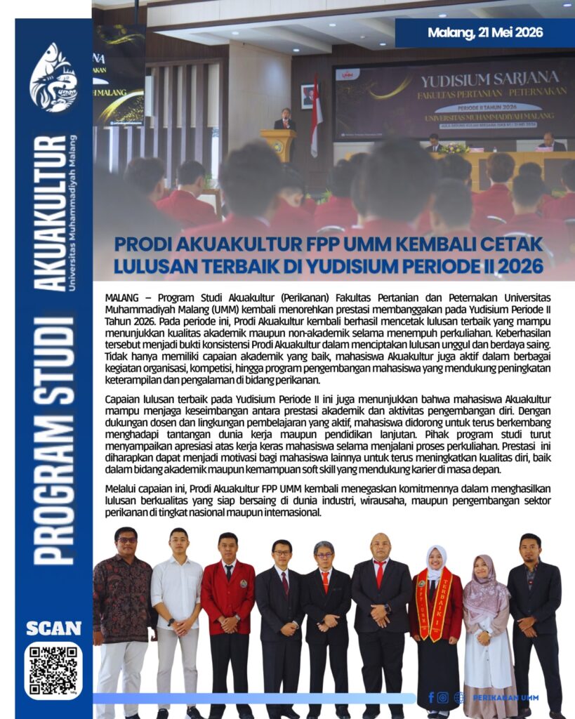 Prodi Akuakultur FPP UMM Kembali Cetak Lulusan Terbaik di Yudisium Periode II 2026